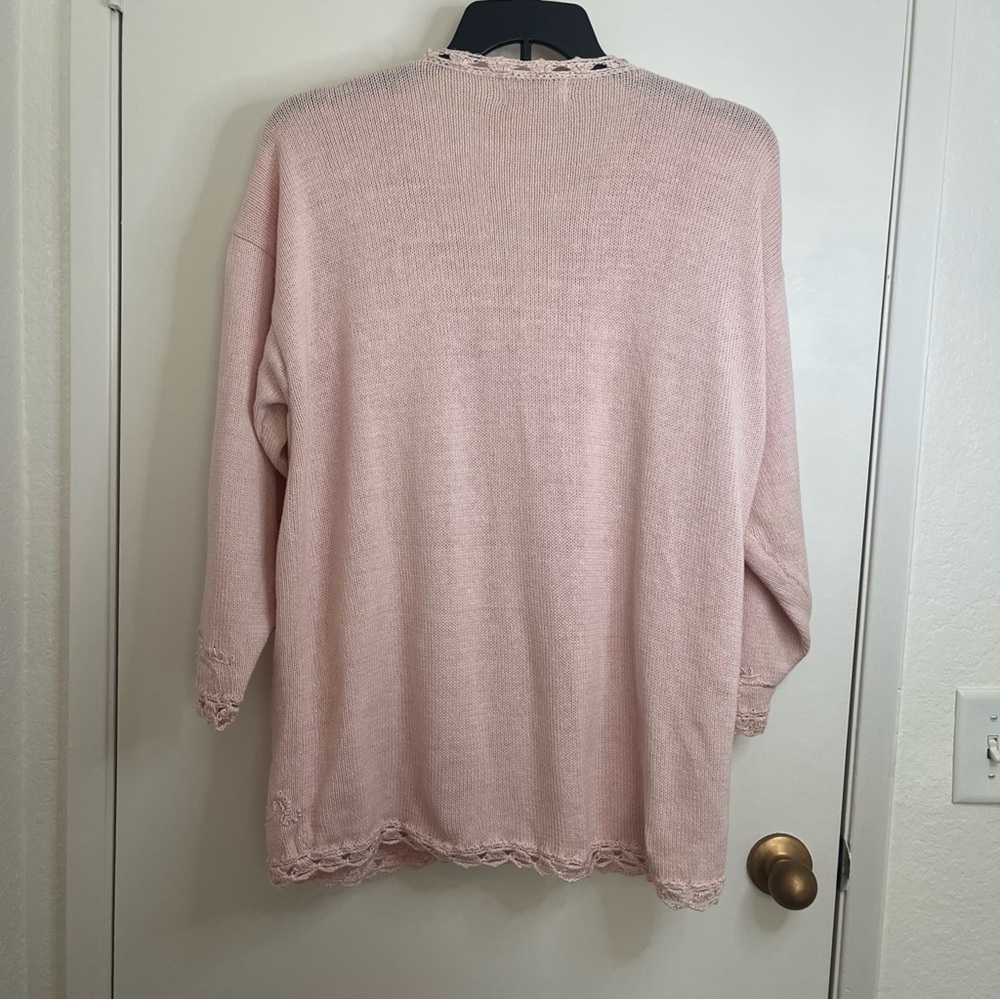 Venezia Light Pink Women's Cardigan Large Embroidered Detail Long Sleeve - Picture 12 of 15
